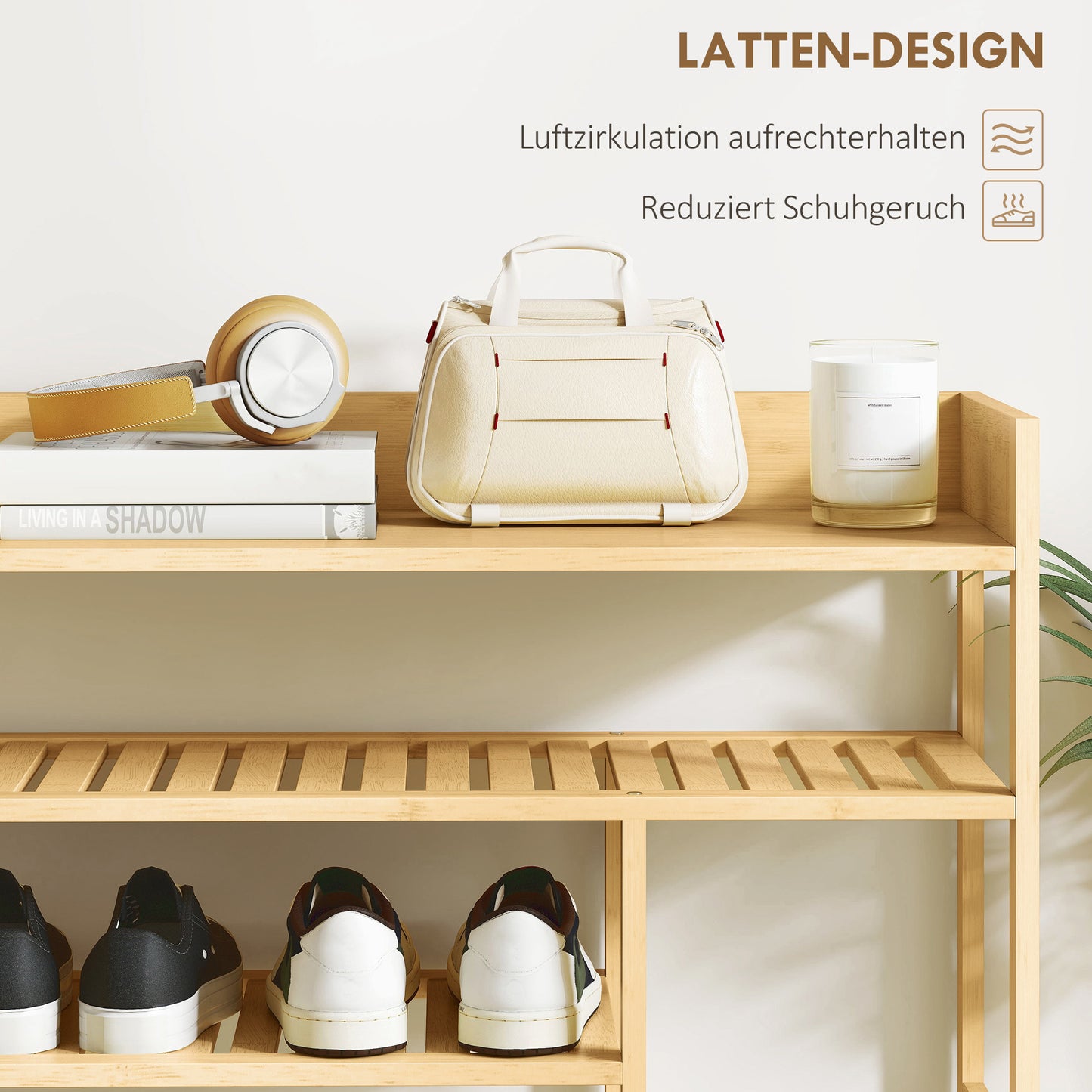 Schoenenkast – Schoenenrek – Schoenopberger – Schoenenschuifkast – Schoenmeubel – Bamboe Met Lade – Ruimte Voor 18 Paar Schoenen – Compact 101x30x100 cm