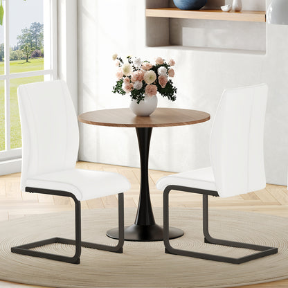 Eetkamerstoel – Stoel – Dining Chair – Designstoel – Kruispootstoel – PU-leer Bekleding – Ergonomisch Comfort – Zwarte Metalen Pootjes – Set van 2 – Wit