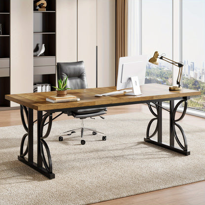 Bureau – Computertafel – Werktafel – Schrijftafel – Extra Lang Bureau – Robuuste Metalen Poten – 179,83 cm Breed – Industrieel Design