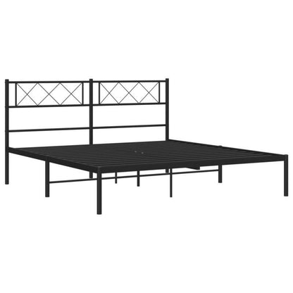 Bedframe – Bedframe Met Hoofdbord – Stalen Bedframe – Platformbed – Slaapbed – Zwart Met Hoofdbord – Stevige Metalen Constructie – Geschikt Voor 160x200 cm