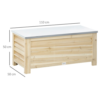 Houten Tuinbox – Opbergbox – Tuinkist – Buitenkist – Tuinberging – 155 Liter Inhoud – Gegalvaniseerd Metalen Deksel
