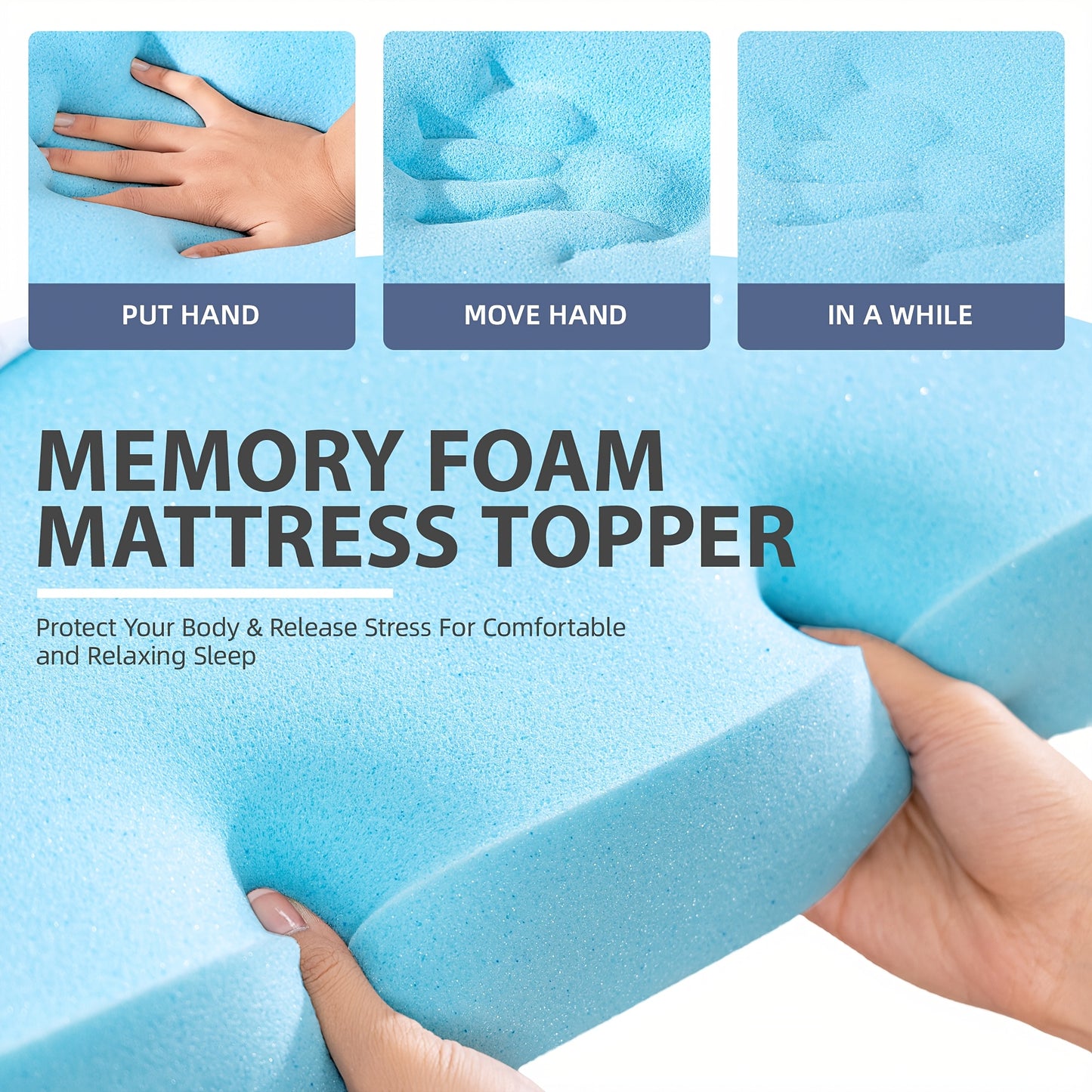 KERDOM 7.5cm Thickness Memory Foam + Pillow Topper Set, 2.5cm Cooling Pillow Topper + 5cm Gel Memory Foam, Mattress Topper 3 inch Dual Layer Full Bed Size, Mattress Pad with Removable Cover, Machine Washable for Soft Comfort