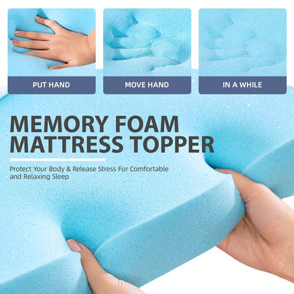 KERDOM 7.5cm Thickness Memory Foam + Pillow Topper Set, 2.5cm Cooling Pillow Topper + 5cm Gel Memory Foam, Mattress Topper 3 inch Dual Layer Full Bed Size, Mattress Pad with Removable Cover, Machine Washable for Soft Comfort