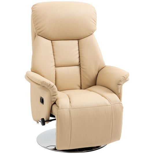 Relaxfauteuil – Draaistoel – Lounge Stoel – Zitstoel – Relaxstoel – Verstelbare Rugleuning – PU Kunstleder Crème