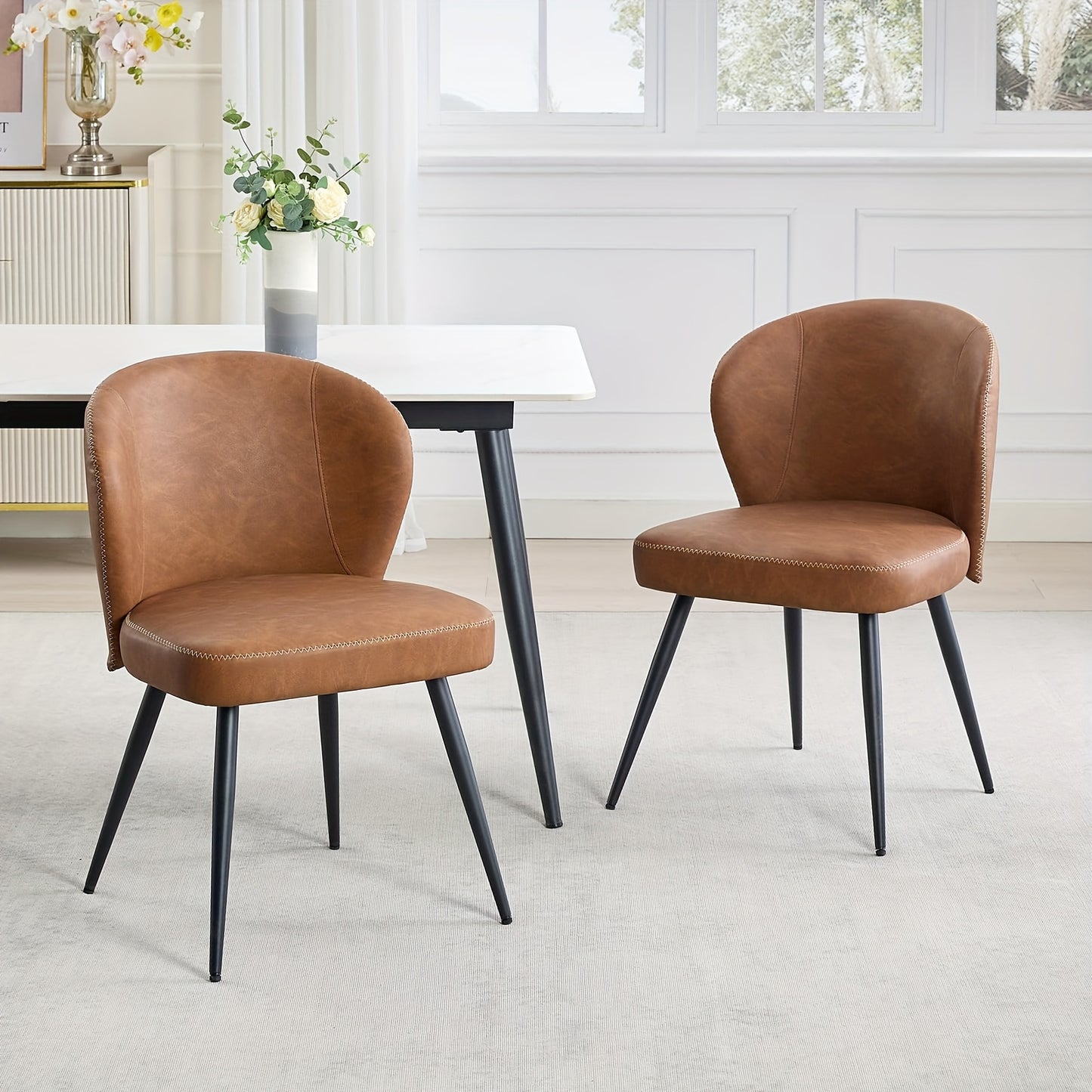 Eetkamerstoelen – Stoelen – Zitkamerstoelen – Keukenstoelen – Design Stoelen – Set Van 2 – Memory Foam Zitting – Kunstleren Bekleding
