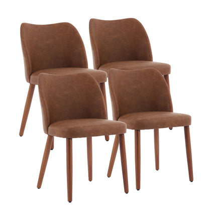 Set of 2 Modern Dining Chairs | Upholstered Kitchen Side Chairs with Hardwood Legs, Brown Color for Restaurant and Dining Room