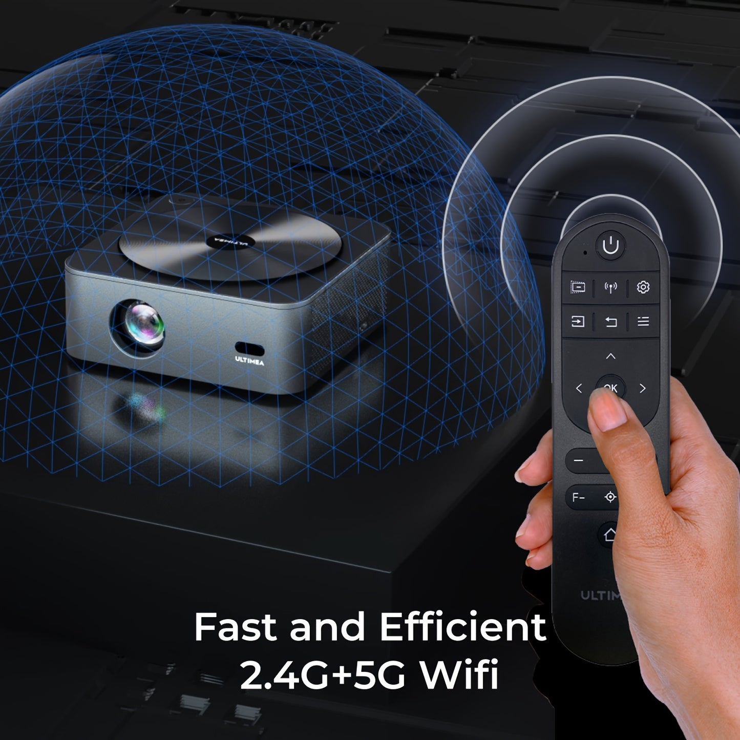 Beamer – Mini Beamer – Projector – Draagbare Beamer – Smart Projector – Full HD 1080p Resolutie – 700 ANSI Lumen Helderheid – Automatische Focus & 6D Keystone Correctie – HDR10 Ondersteuning