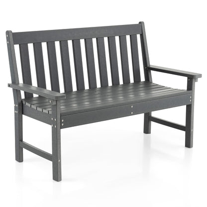 Tuinbank – Buitenbank – Balkonbank – Terrasbank – Tuinmeubel – Weerbestendig HDPE – 320 kg Draagkracht – 132 x 65 x 91 cm – Grijs