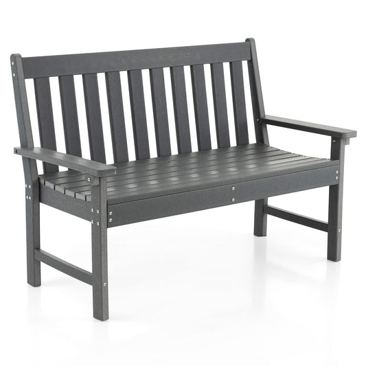 Tuinbank – Buitenbank – Balkonbank – Terrasbank – Tuinmeubel – Weerbestendig HDPE – 320 kg Draagkracht – 132 x 65 x 91 cm – Grijs