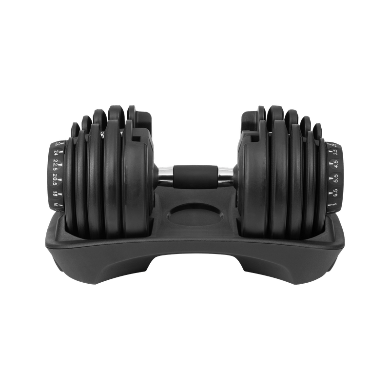 Verstelbare Halter – Dumbbell – Gewicht – Fitnessgewicht – Halterschijf – Gietijzer Met Rubberen Coating – Tot 24 Kg – Ergonomische Grip – Slank Compact Ontwerp