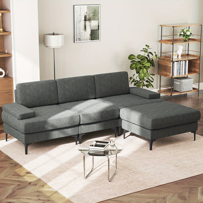 Hoekbank – L-vormige Bank – 3-Zits Bank – Slaapbank – Loungeset – Afneembare Opbergruimte – Hardhouten Frame – Gemakkelijk Reinigbare Stof