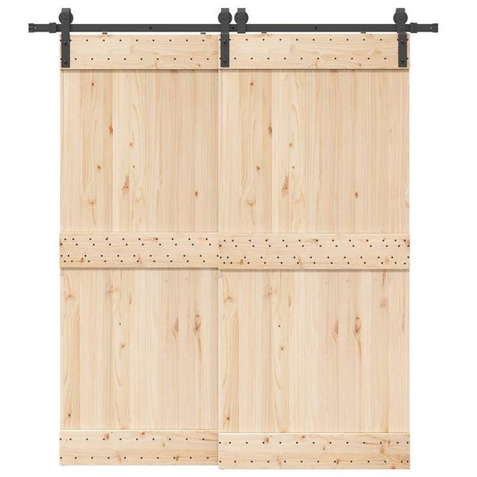 Schuifdeursysteem – Schuifdeur Systeem – Schuifdeurbeslag – Barn Deur Set – Railsysteem – Zwaar Stalen Constructie – 200 cm Zwarte Rail – Stevig & Soepel Schuivend
