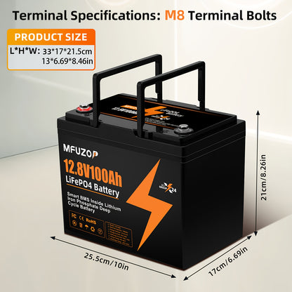 Lithium Accu – Lithium Batterij – Lithium Accu Pack – Deep Cycle Accu – Onderhoudsvrije Accu – 12V 100Ah Capaciteit – Ingebouwd BMS Beschermingssysteem