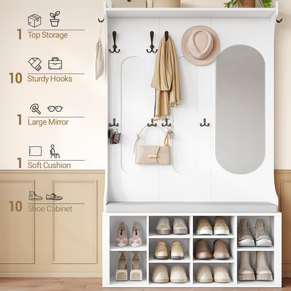 Kapstok – Schoenenrek – Garderobekast – Wandkapstok – Halmeubel – Wit – 5-in-1 Multifunctioneel Design – Verstelbare Planken