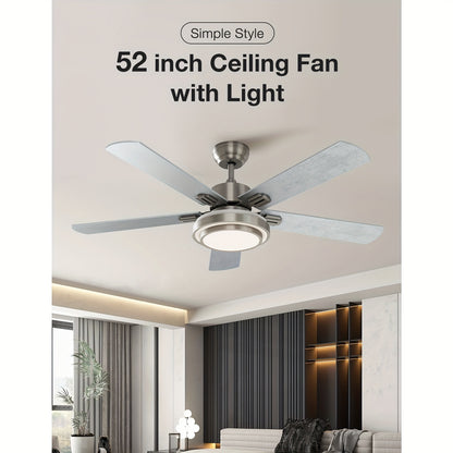Plafondventilator – Ventilator – Plafondventilator Met Licht – Sfeerlicht – Verstelbare Ventilator – Zwarte 52 Inch – 3 Kleurtemperaturen – 6 Snelheden En Omkeerbare DC Motor