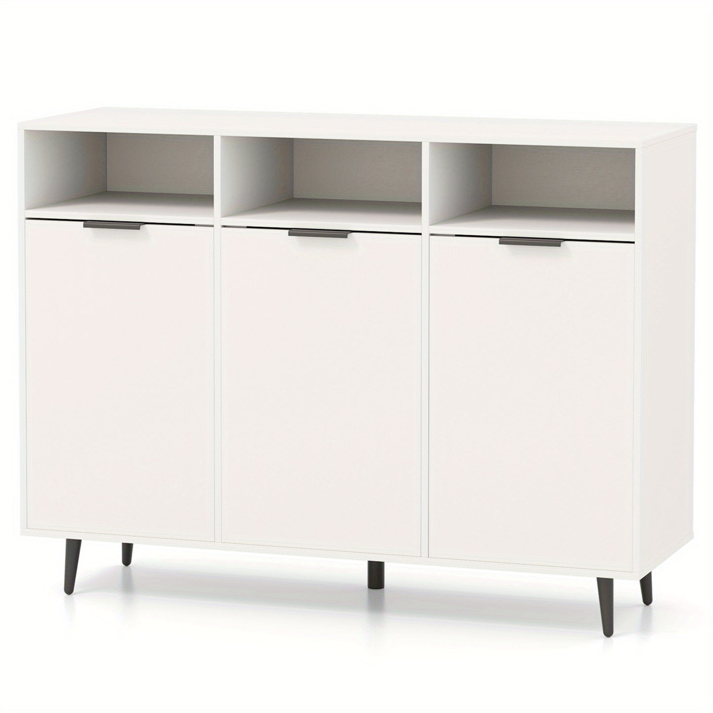 Dressoir – Sideboard – Buffetkast – Opbergkast – Ladekast – Modern Wit Design – 5 Verstelbare Planken & Anti-Kantelbeveiliging – Stevig MDF Metalen Poten 120x40x90 cm