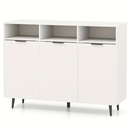 Dressoir – Sideboard – Buffetkast – Opbergkast – Ladekast – Modern Wit Design – 5 Verstelbare Planken & Anti-Kantelbeveiliging – Stevig MDF Metalen Poten 120x40x90 cm