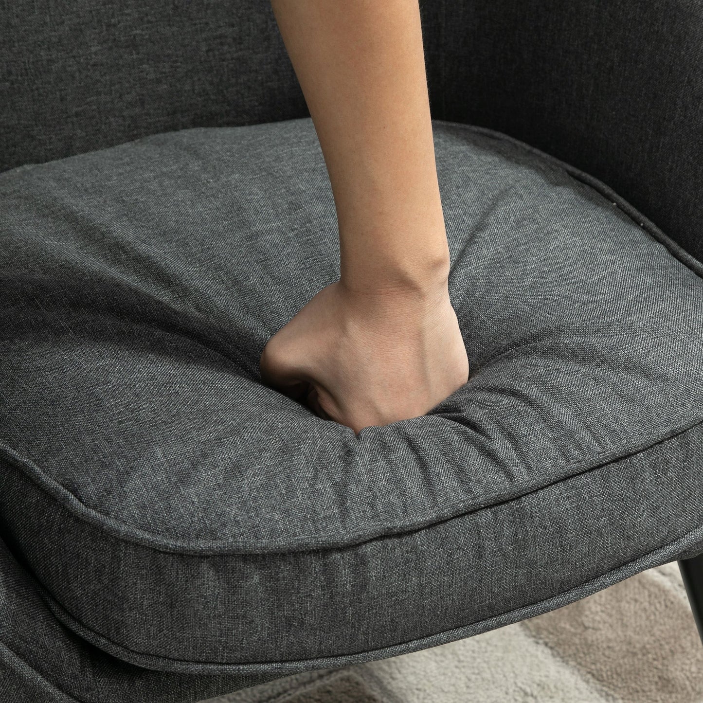 Fauteuil – Leunstoel – Relaxstoel – Zithoekstoel – Grijze Linnenlook – Draagvermogen 150 kg – Compact 71x65x75 cm