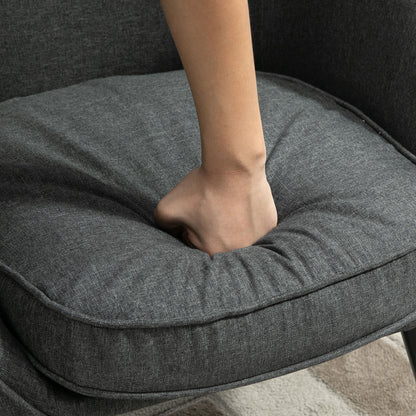 Fauteuil – Leunstoel – Relaxstoel – Zithoekstoel – Grijze Linnenlook – Draagvermogen 150 kg – Compact 71x65x75 cm