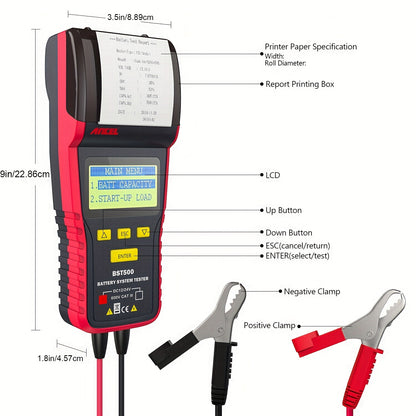 Accu Tester – Batterij Analyzer – Auto Accu Checker – Load Tester – Spanningstester – 99% Nauwkeurigheid – Geschikt Voor 12V & 24V voertuigen