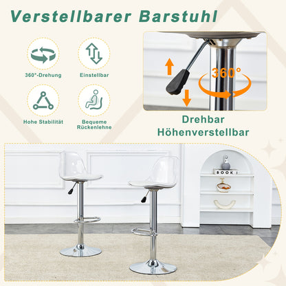 Barkrukken – Barkruk Set – Barstoelen – Keukenkrukken – Witte metalen poten – 360° Draaibaar – Verstelbare Hoogte 81,8-99 cm