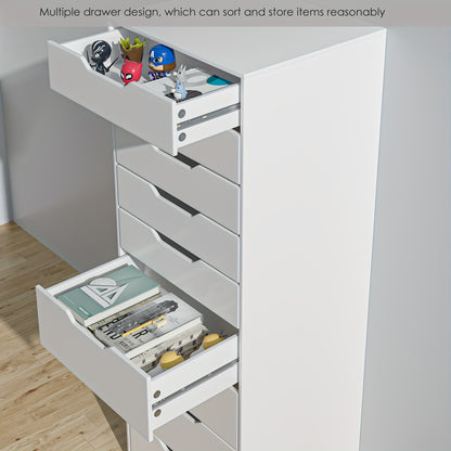 Witte Ladekast – Kommode – Dressoir – Opbergkast – Bureaukast – 6 Ruime Lades – Gouden Handgrepen – Duurzaam Massief Hout – 3.2 Cu Ft Opbergruimte