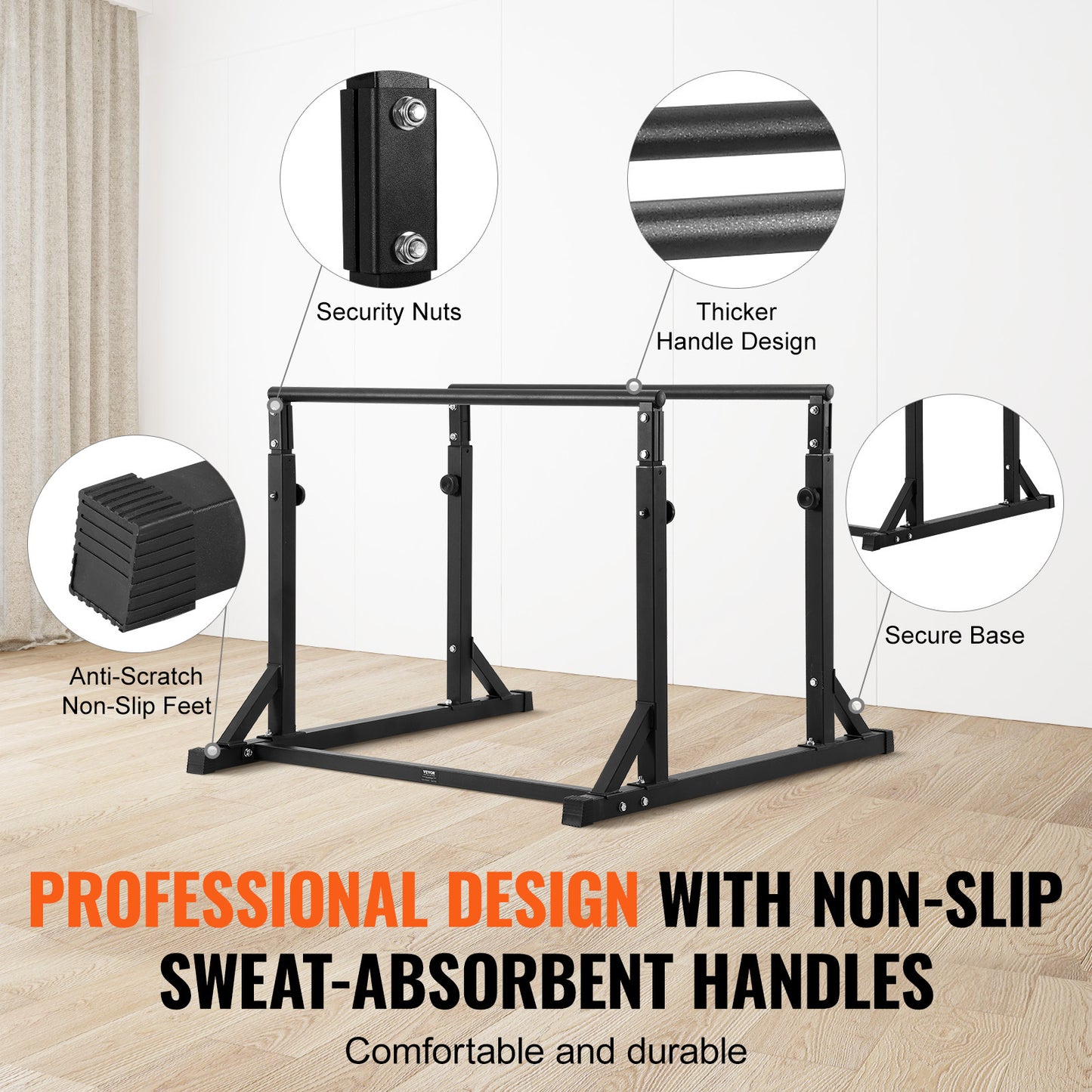 Dip Bar – Dips Station – Krachtstation – Parallelle Bars – Workout Rek – Verstelbare Hoogte 93,5-125 cm – Zeer Stevig Staal, 363 kg Draagvermogen