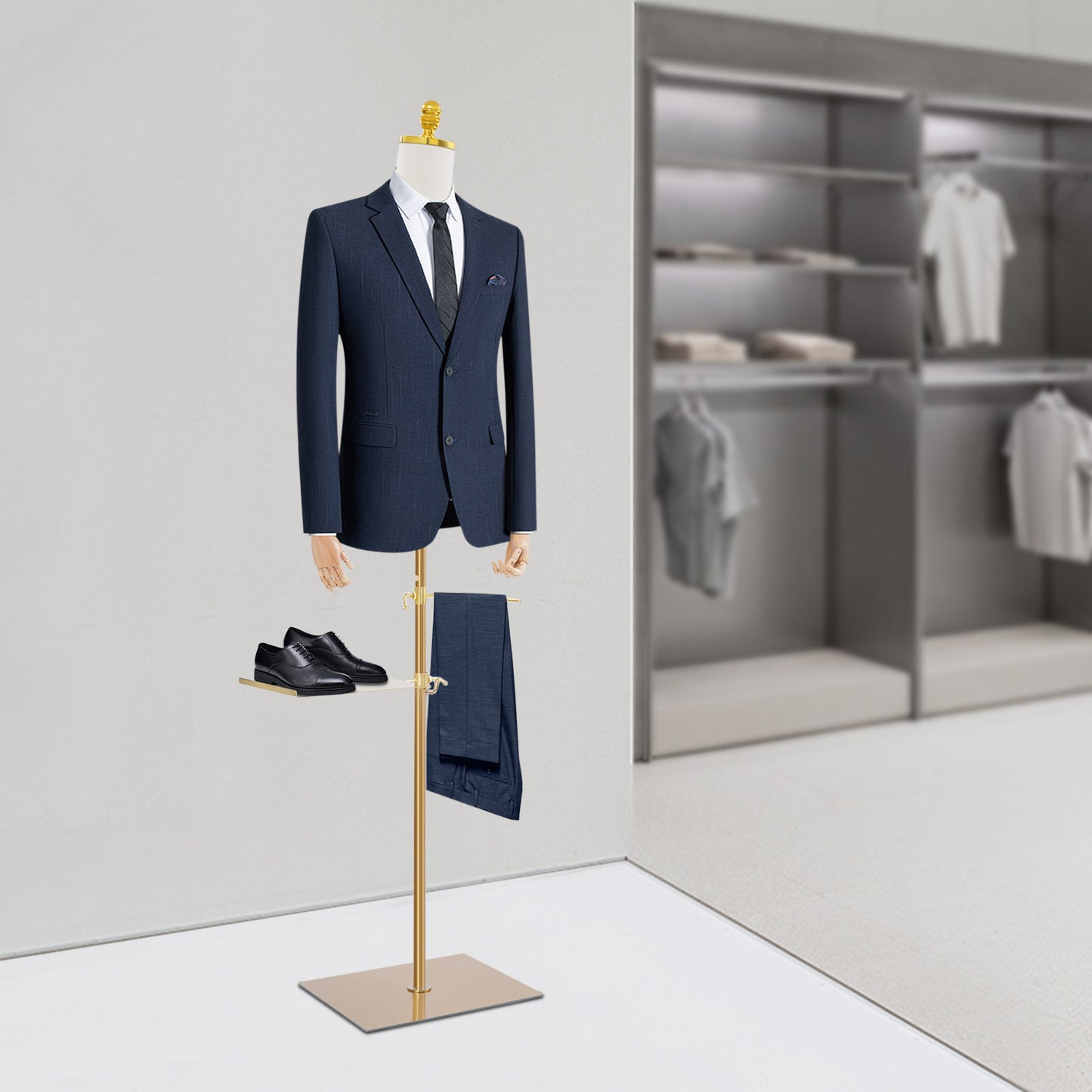 Paspop heren – Etalagepop – Kleermakerspop – Modepop – Mannequin – Verstelbaar 70-130 cm – Stevig kunststof en houten armen