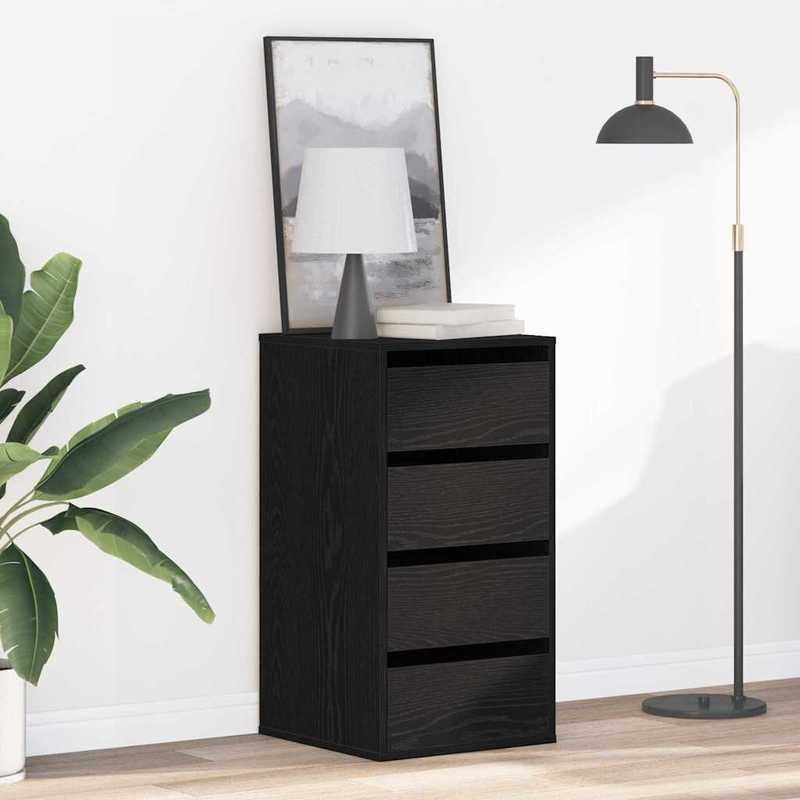 Modern Minimalist Black Oak Wood Storage Cabinet with Lockable Drawers - 40x41x76cm Heavy-Duty Floor-Standing Organizer, Multi-Drawer Chest for Bedroom, Living Room & Office, Easy Assembly, Space-Saving Design, Durable Wood C