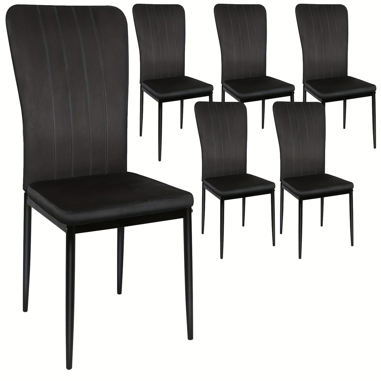 Eetkamerstoel – Stoel – Kuipstoel – Keukenstoel – Woonkamerstoel – Zwart – Fluwelen Bekleding – Ergonomische Rugleuning – Metalen Onderstel – Set van 6