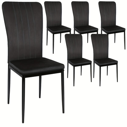 Eetkamerstoel – Stoel – Kuipstoel – Keukenstoel – Woonkamerstoel – Zwart – Fluwelen Bekleding – Ergonomische Rugleuning – Metalen Onderstel – Set van 6