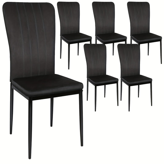 Eetkamerstoel – Stoel – Kuipstoel – Keukenstoel – Woonkamerstoel – Zwart – Fluwelen Bekleding – Ergonomische Rugleuning – Metalen Onderstel – Set van 6
