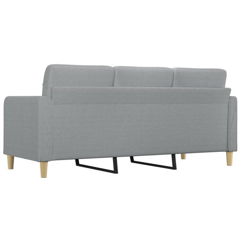 3-zits bank – Sofa – 3-zitsbank – Bedbank – Loungebank – Lichtgrijs – Compact 180 cm – Traagschuim Vulling – Stevig Hardhouten Frame