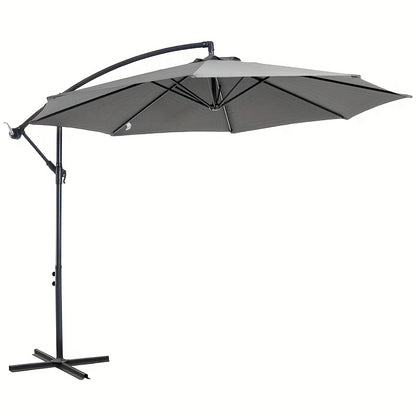 Buitenparasol – Tuinparasol – Zonnescherm – Parasoldoek – Grijs – Stalen Frame – Polyester Doek – 2,95x2,45 Meter