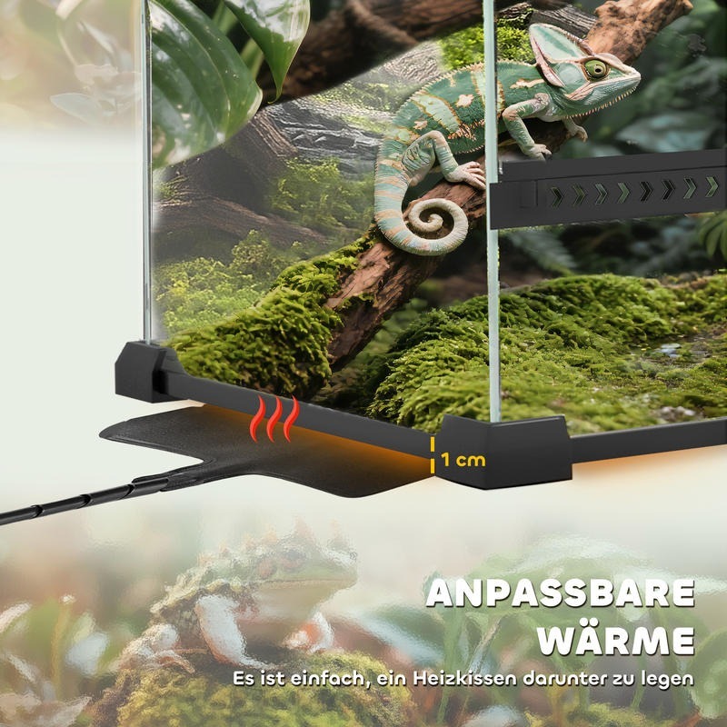 Terrarium – Reptielen Terrarium – Glas Terrarium – Hagedis Terrarium – Slang Terrarium – Groot Glas Terrarium Met Verhoogde Waterdichte Basis – Veilig Push-Lock Deksel