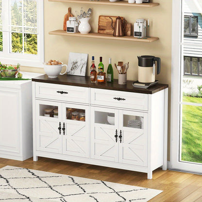 Dressoir – Buffetkast – Opbergkast – Sideboard – Ladekast – 140 cm breed – MDF materiaal – Rustiek modern ontwerp – 4 deuren en 2 ruime lades