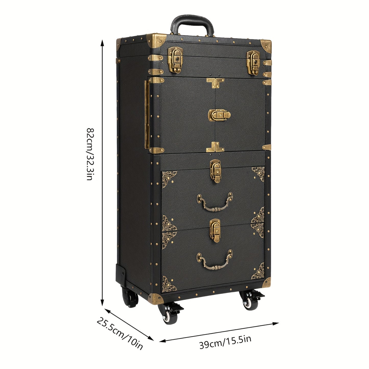 Make-up Trolley – Make-up Koffer – Beautycase – Visagie Koffer – Cosmetica Koffer – 3 Lades – Afsluitbaar Met Wielen – Zwart
