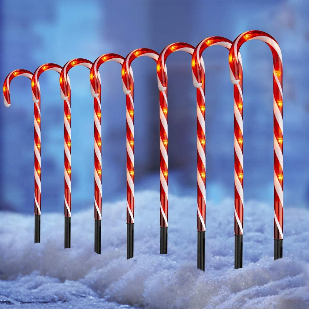 Kerstdecoratie Rode Candy Canes – Kerstversiering Buiten – Outdoor Kerstdecoratie – Tuindecoratie Kerst – Set van 10 – 53 cm Hoog – Weerbestendig Kunststof