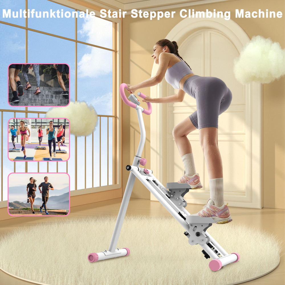 Stepper – Stepapparaat – Aerobic Stepper – Mini Stepper – Fitness Stepper – Verstelbare Weerstand 3 Niveaus – Inklapbaar Stalen Frame 120 kg – Antislip Pedalen Wit/Zwart