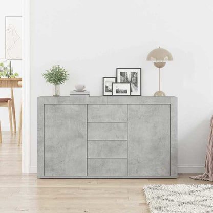 Sidetable – Dressoir – Opbergkast – Wandmeubel – Kastje – Betonlook Grijs – Hardhout – Ruime Lades – Eenvoudige Montage