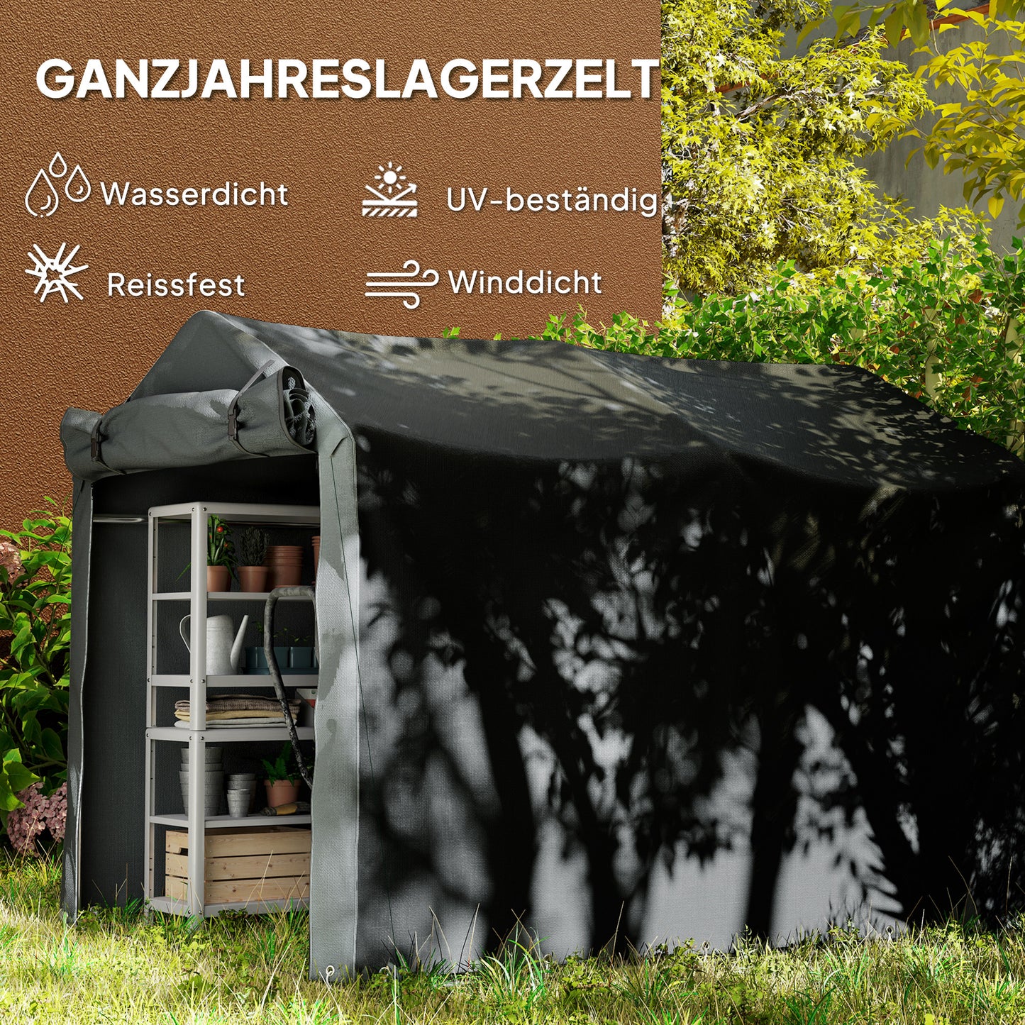 Garagecaravanhoes – Opbergtent – Beschermhoes – Stallingstent – Afdekhoes – Waterdicht – UV-bestendig – 220x157x165 cm – Met Ritsdeur