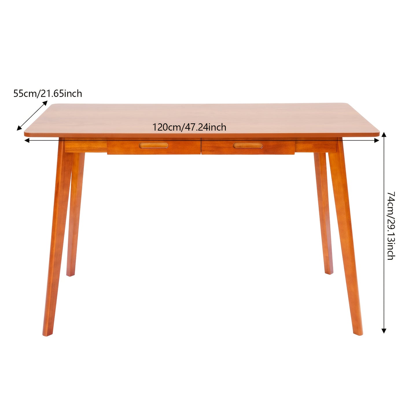 Bureau – Computerbureau – Werktafel – Studietafel – Thuiswerkplek – Walnoot Kleur – 120x55 cm – 2 Lades – Stevig Rubberhout – Stille Schuiflades