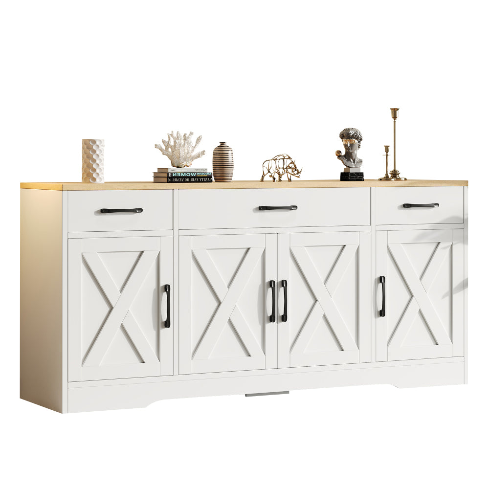 Modern White Sideboard | Multi-functional Wooden Cabinet for Living Room/Dining Room, Decorative Contemporary Style