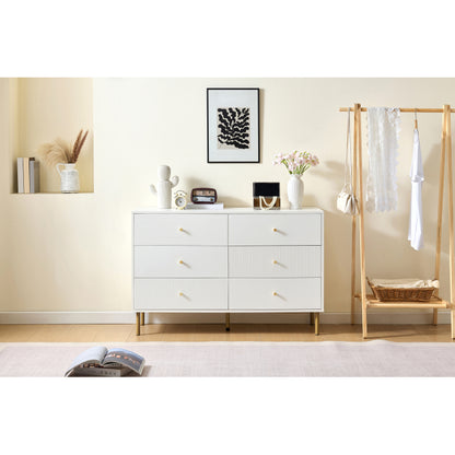 Ladekast – Ladenkast – Commode – Opbergkast – Dressoir – 6 Lades – MDF Wit – Stalen Poten – 120x40x78 cm