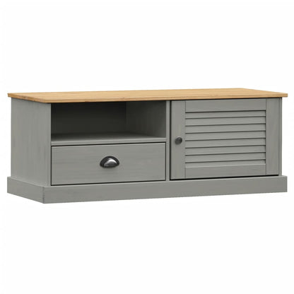 TV Cabinet VIGO Grey 106x40x40 cm Solid Wood Pine TV Stand Entertainment Center with Storage, Media Television Table for Living Room Bedroom