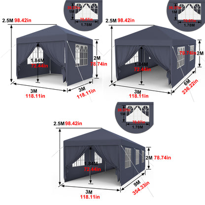 Partytent – Feesttent – Paviljoen – Tent – Overkapping – 3 x 9 Meter Antraciet – 27 m² Beschutte Ruimte – Waterafstotend PE Materiaal