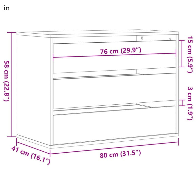 Ladekast – Ladenkast – Kommode – Opbergkast – Dressoir – Massief Eikenhout – 80x41x58 cm – 4 Ruime Laden – Natuurlijke Houtnerf – Duurzaam & Handgemaakt
