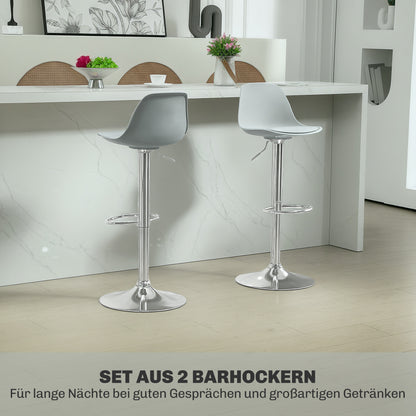 Barkrukken – Barstoelen – Keukenkrukken – Stoelen – Krukken – Verstelbare Hoogte – 360° Draaibaar – Met Voetsteun – Kunstleren Bekleding – Stalen Frame – Set van 2 – Zwart
