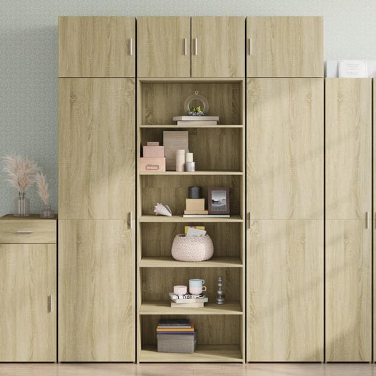 High cabinet 70x41x185cm finished wood sonoma oak colored,  Bedroom Furniture, Stylish Shelving, Contemporary Furniture, Highquality Finish, Sturdy Build, Floorstanding Shelf, Spacesaving Furniture, Apartment Dwellers, Interi