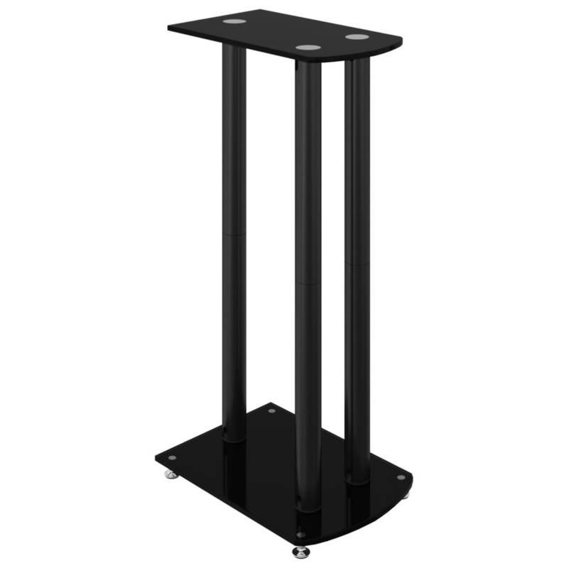 Luidsprekerstandaards – Speakerstands – Luidsprekerhouders – Speakerpilaren – Zwarte Set – Gehard Glas – Stabiele Driepoot – Draagt Tot 20 Kg